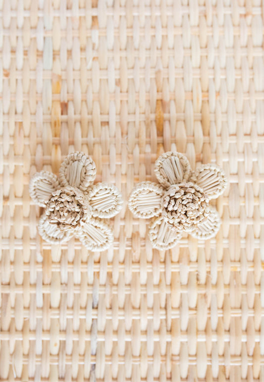 Natural Raffia Stud Earrings