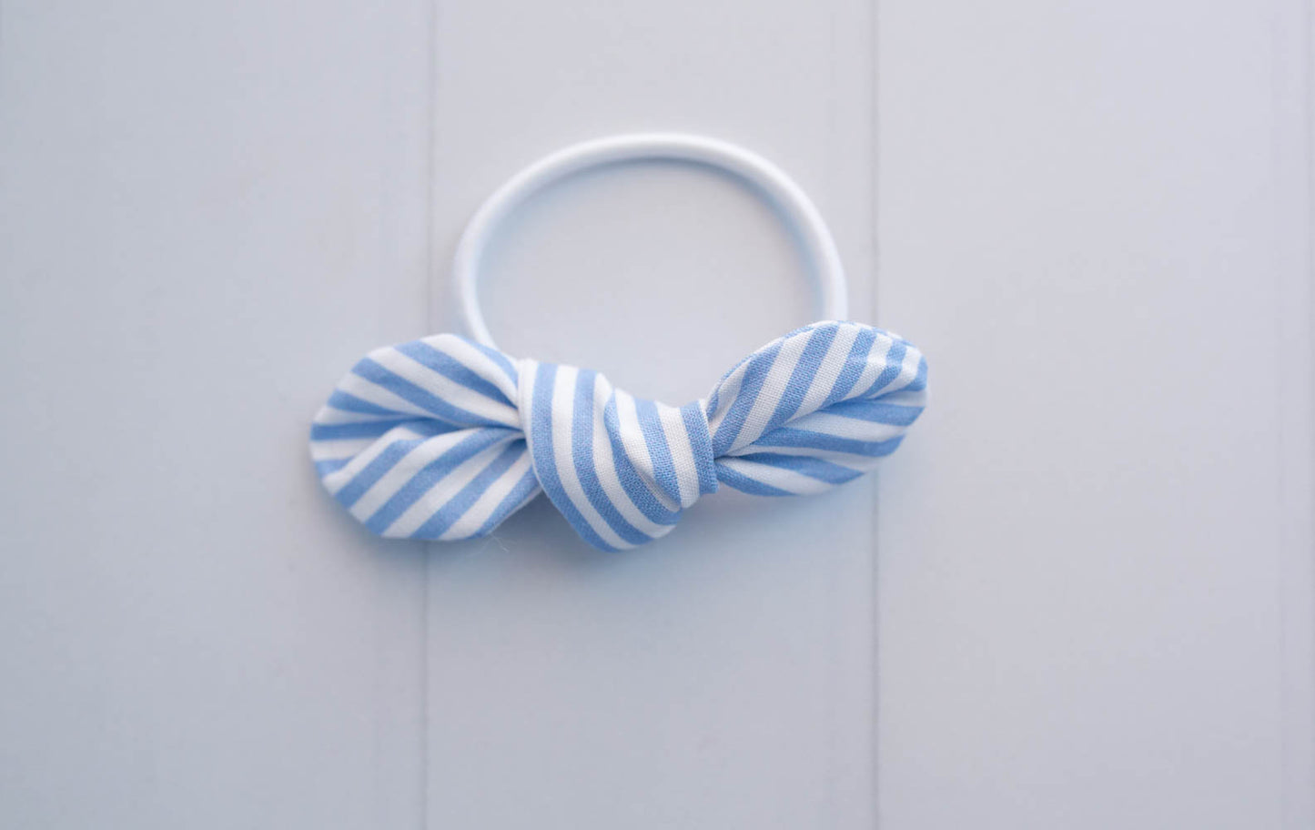 Coastal Grandma Blue Striped Bow Hair Tie