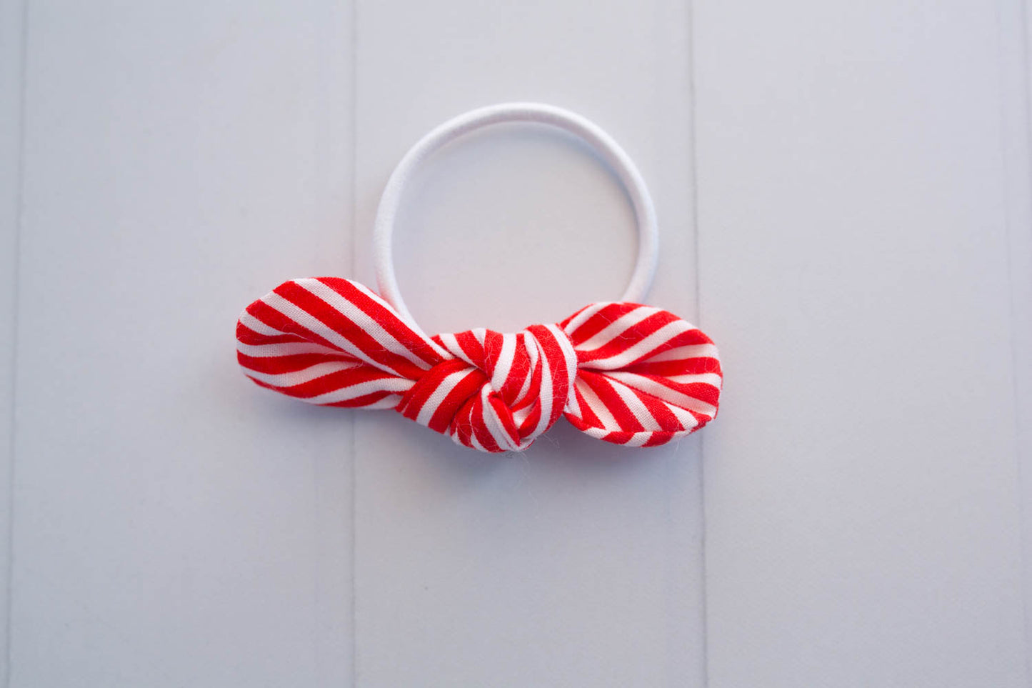Red Striped Bow Hair Tie