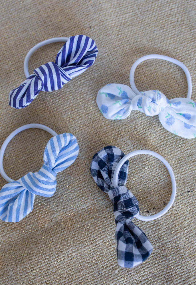 Navy Gingham Bow Hair Tie