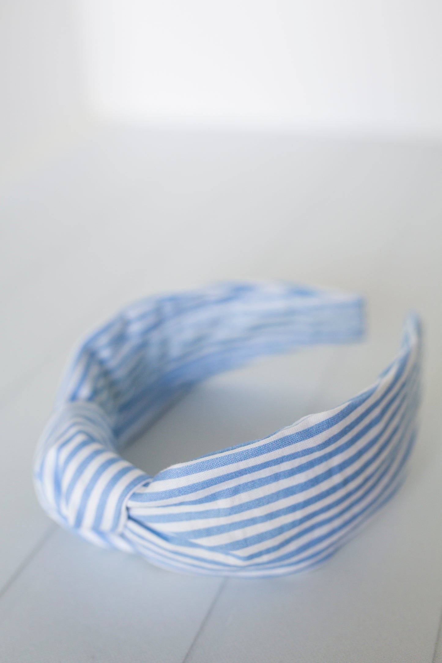Coastal Grandma Blue Striped Knot Headband
