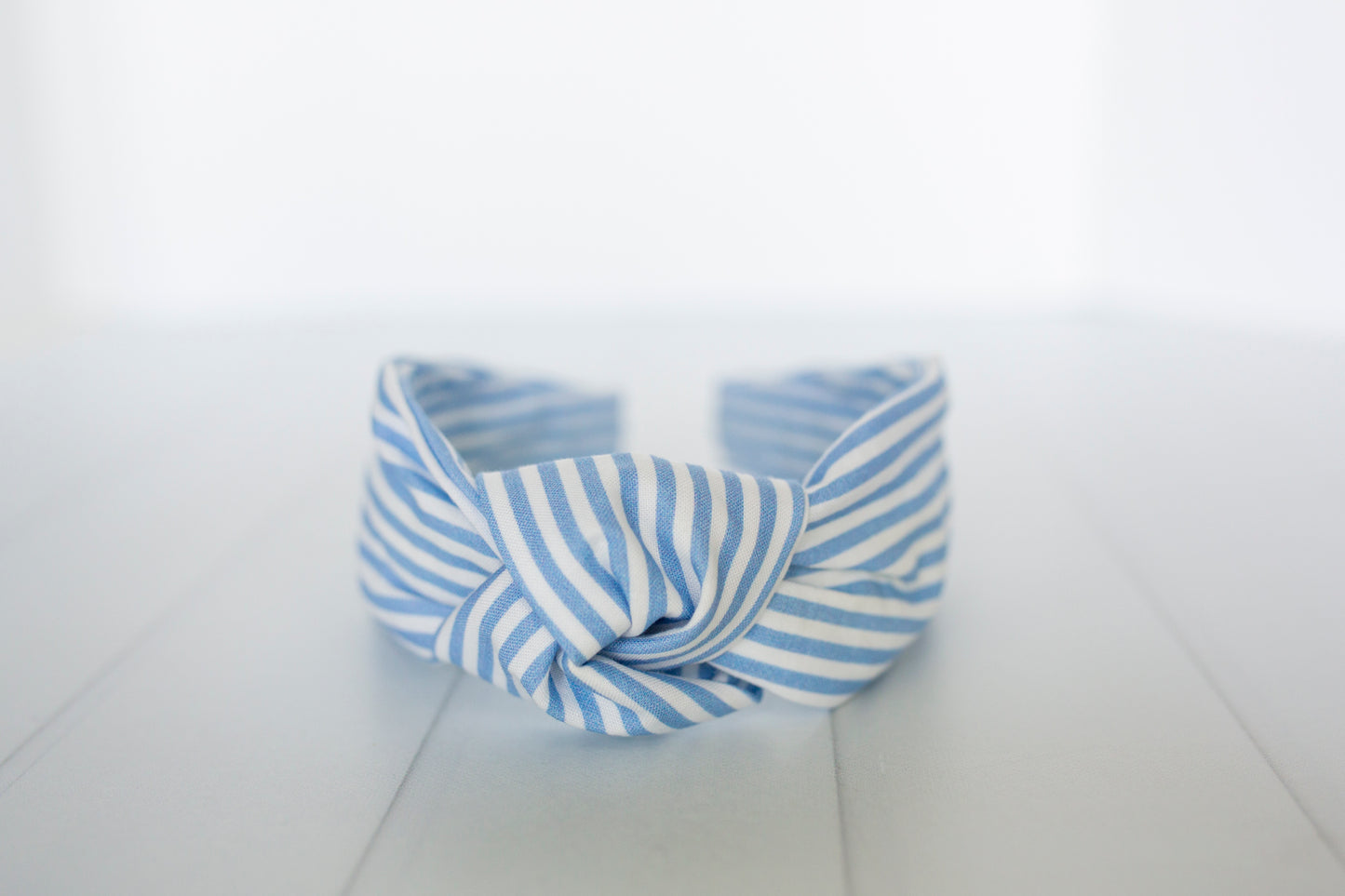 Coastal Grandma Blue Striped Knot Headband