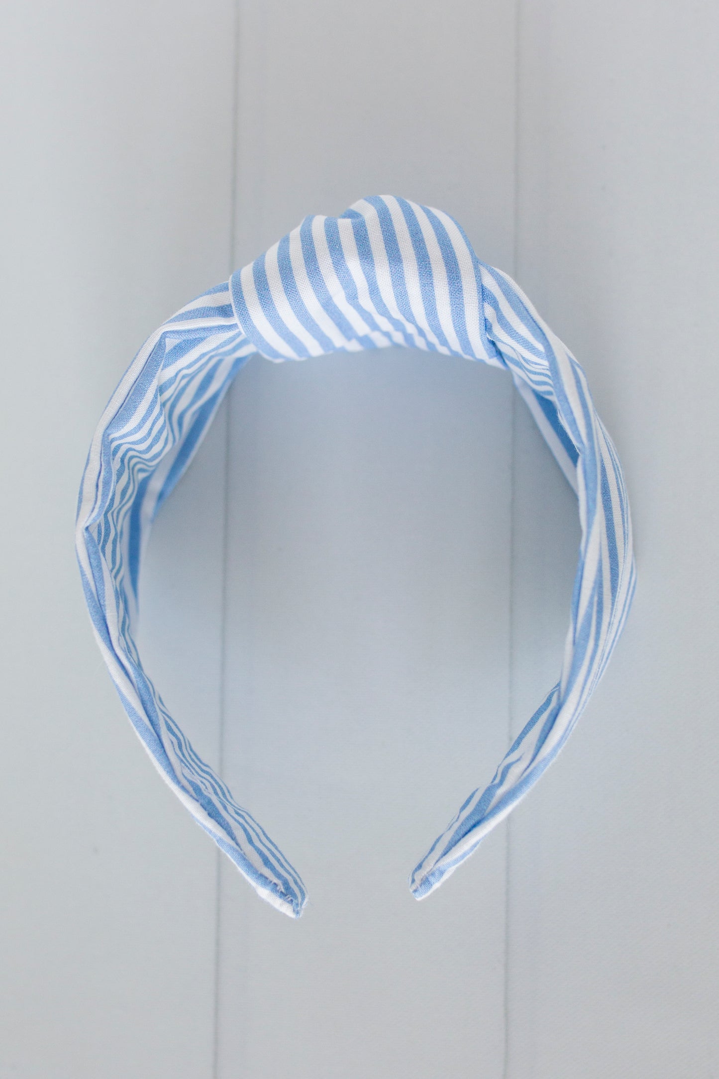 Coastal Grandma Blue Striped Knot Headband