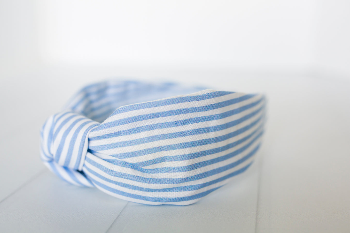 Coastal Grandma Blue Striped Knot Headband