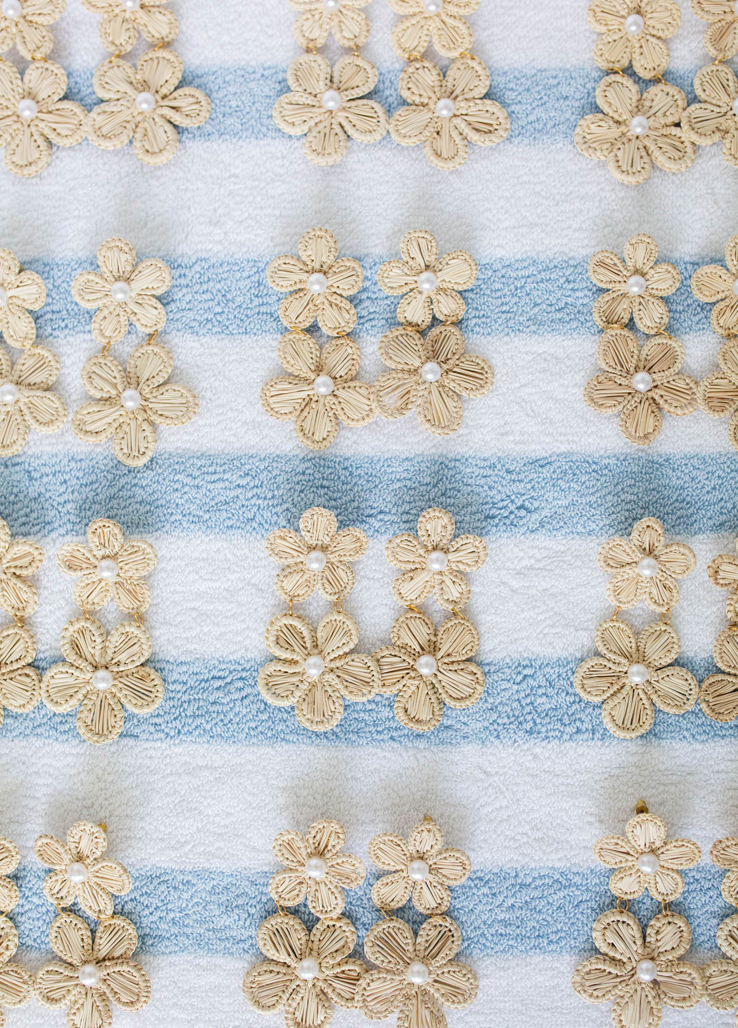 Woven Floral Raffia Earrings