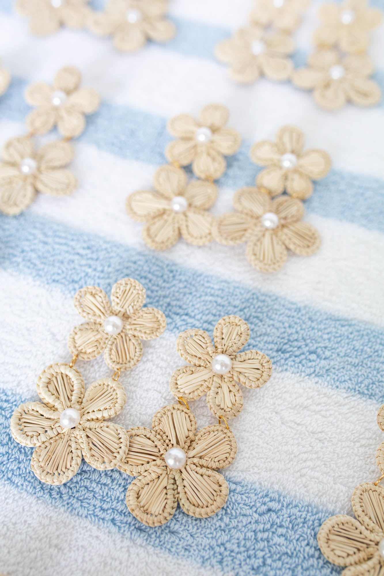 Woven Floral Raffia Earrings