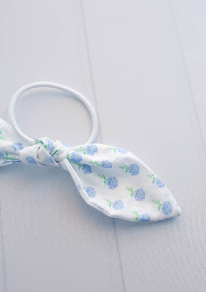 Jen Strandberg Studio X Sunshine Style Blue Hydrangea Large Bow Hair Tie