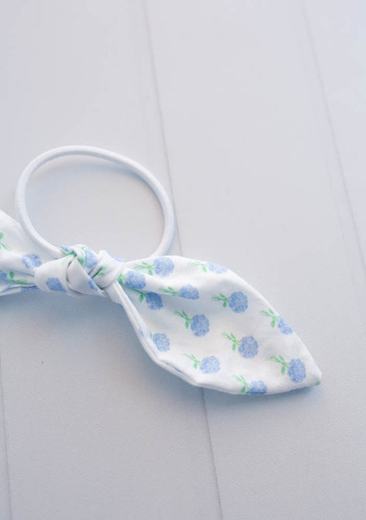 Jen Strandberg Studio X Sunshine Style Blue Hydrangea Large Bow Hair Tie