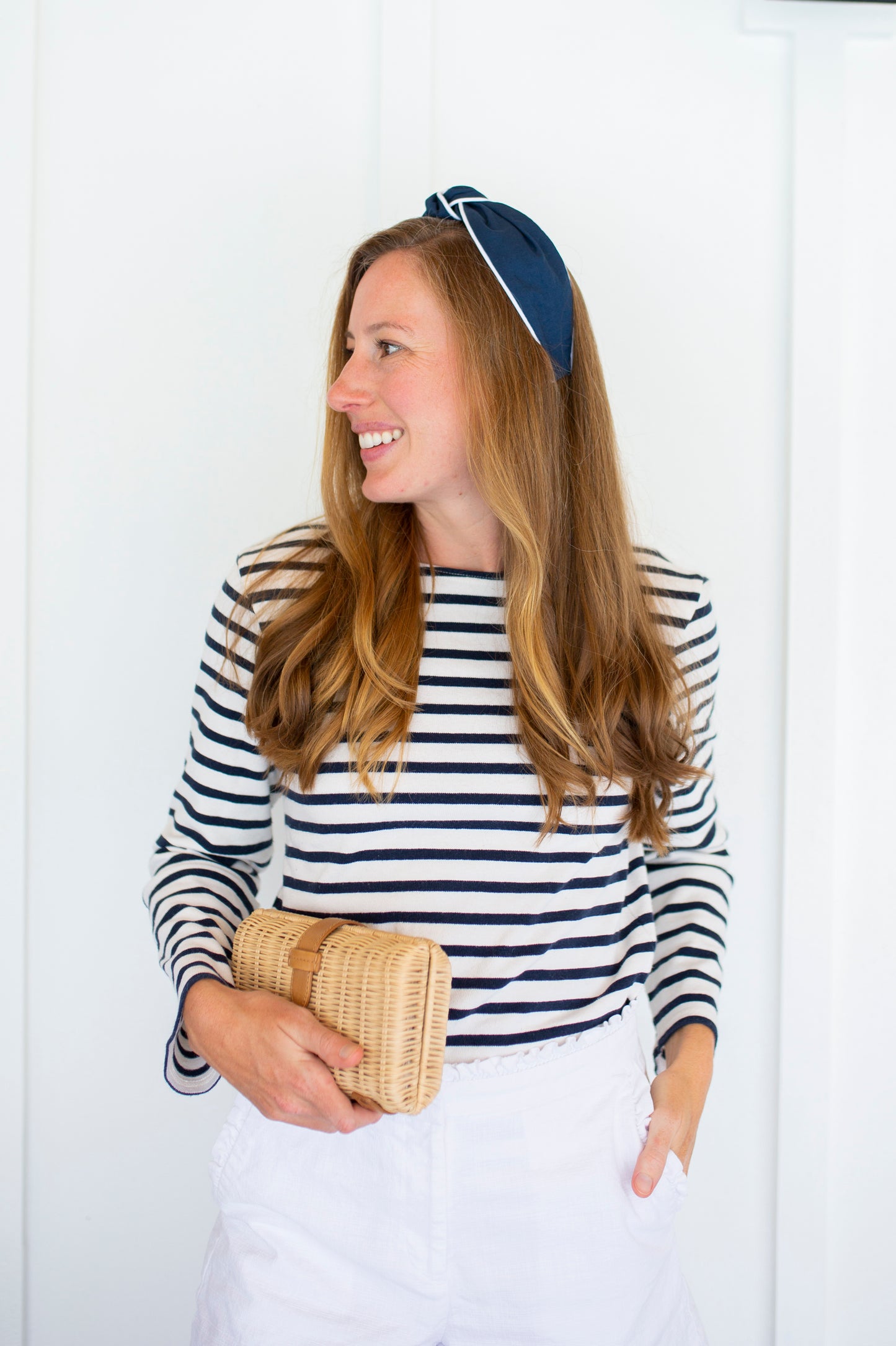 Nantucket Navy Piped Knot Headband