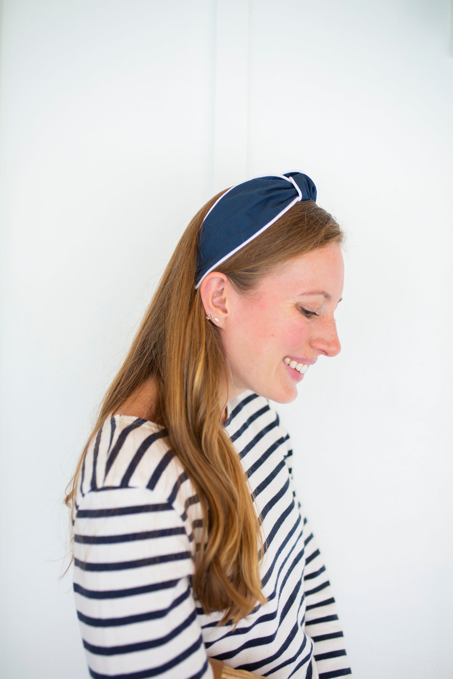 Nantucket Navy Piped Knot Headband