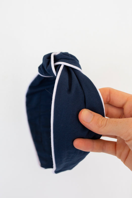 Nantucket Navy Piped Knot Headband
