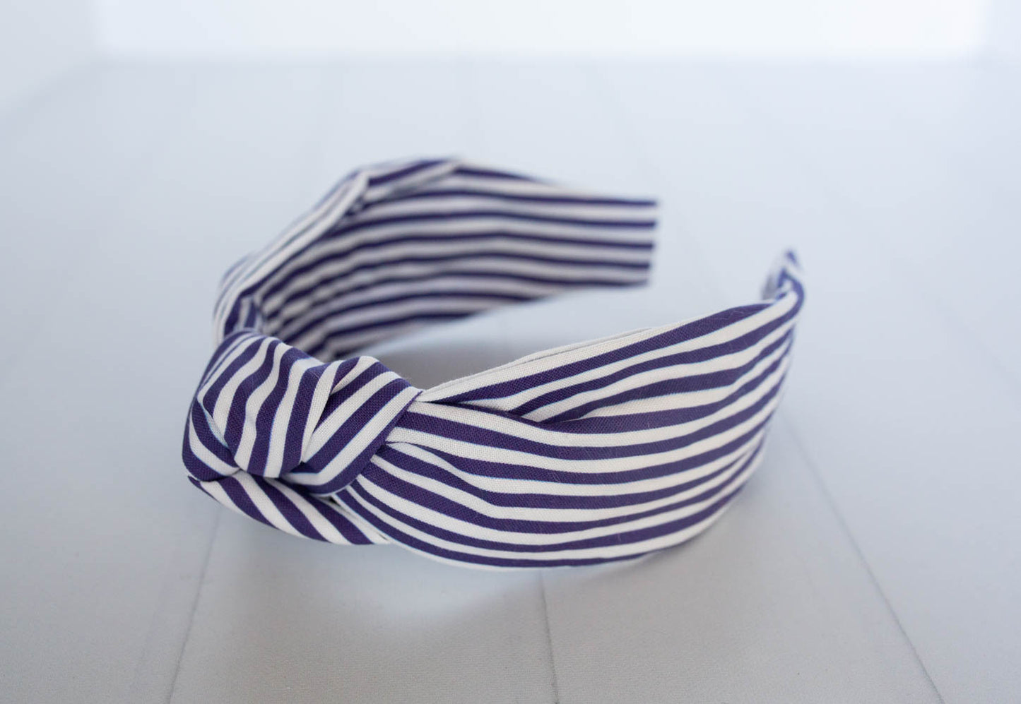 Navy Blue Striped Knot Headband