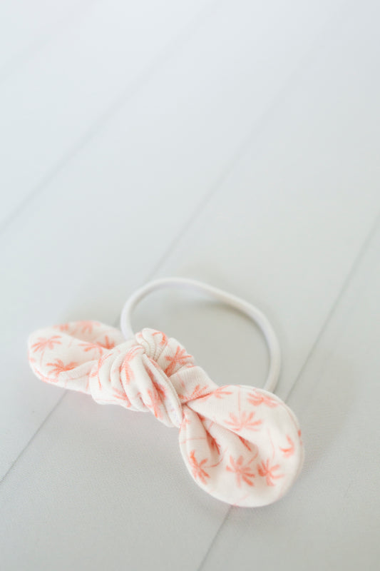 Palm Beach Pink Palm Bow Hair Tie