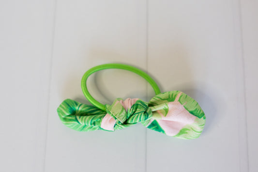 Florida Tropical Palm Leaf Bow Hair Tie