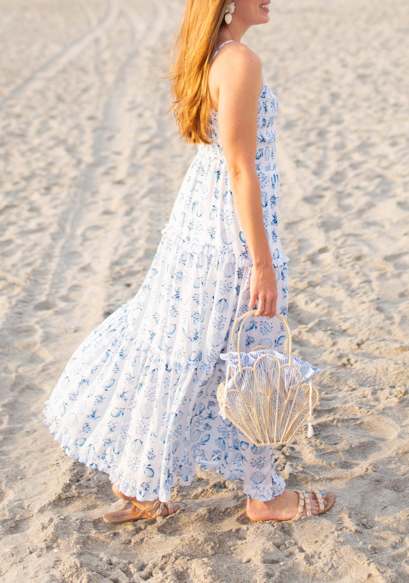 Palm Beach Island Raffia Shell Bag Sunset Pink