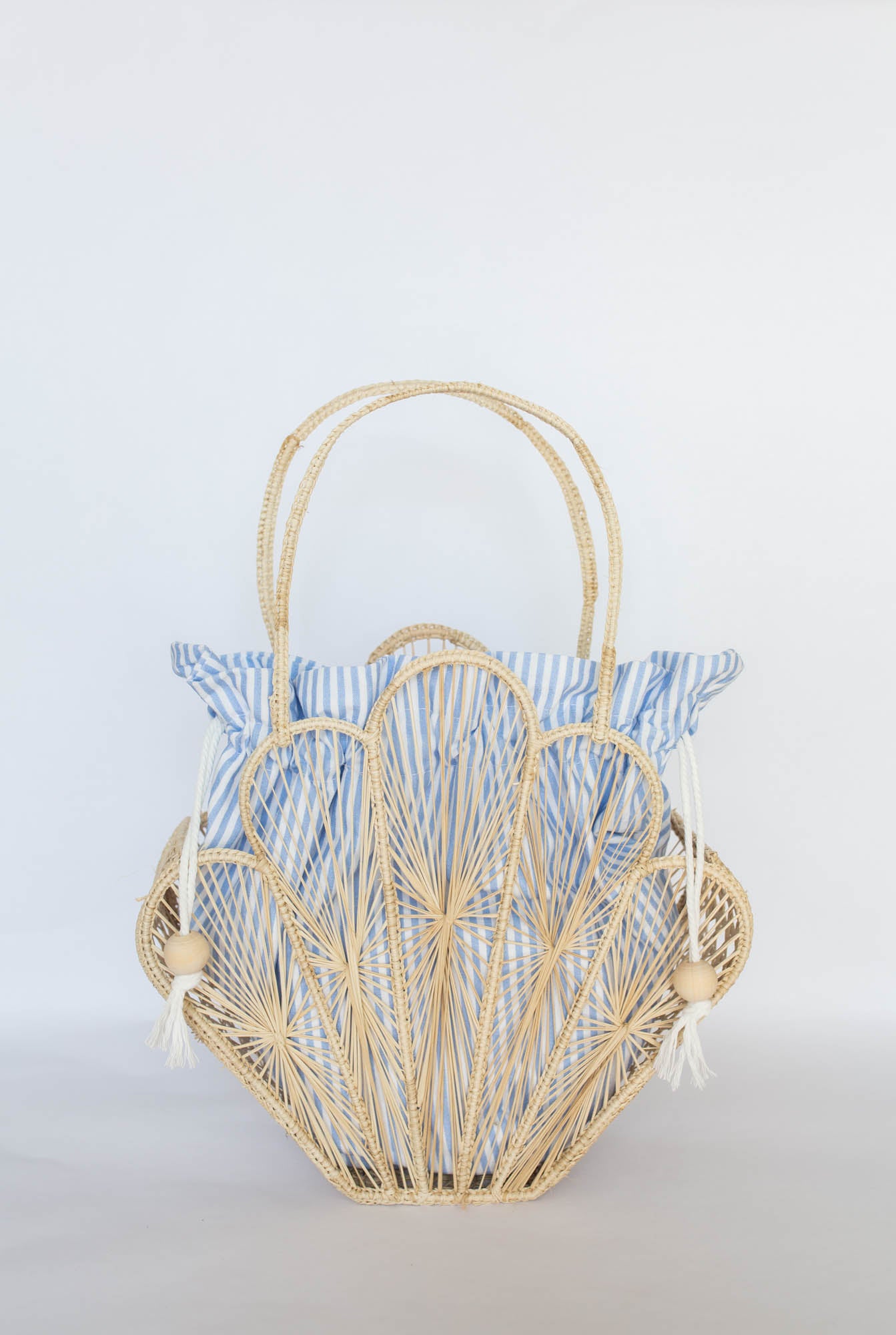 Palm Beach Island Raffia Shell Bag Sea Blue