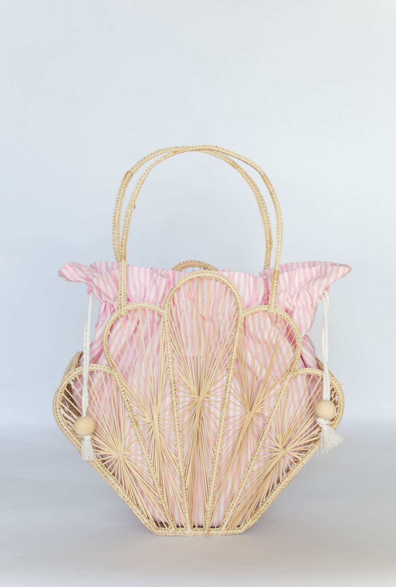 Palm Beach Island Raffia Shell Bag Sunset Pink