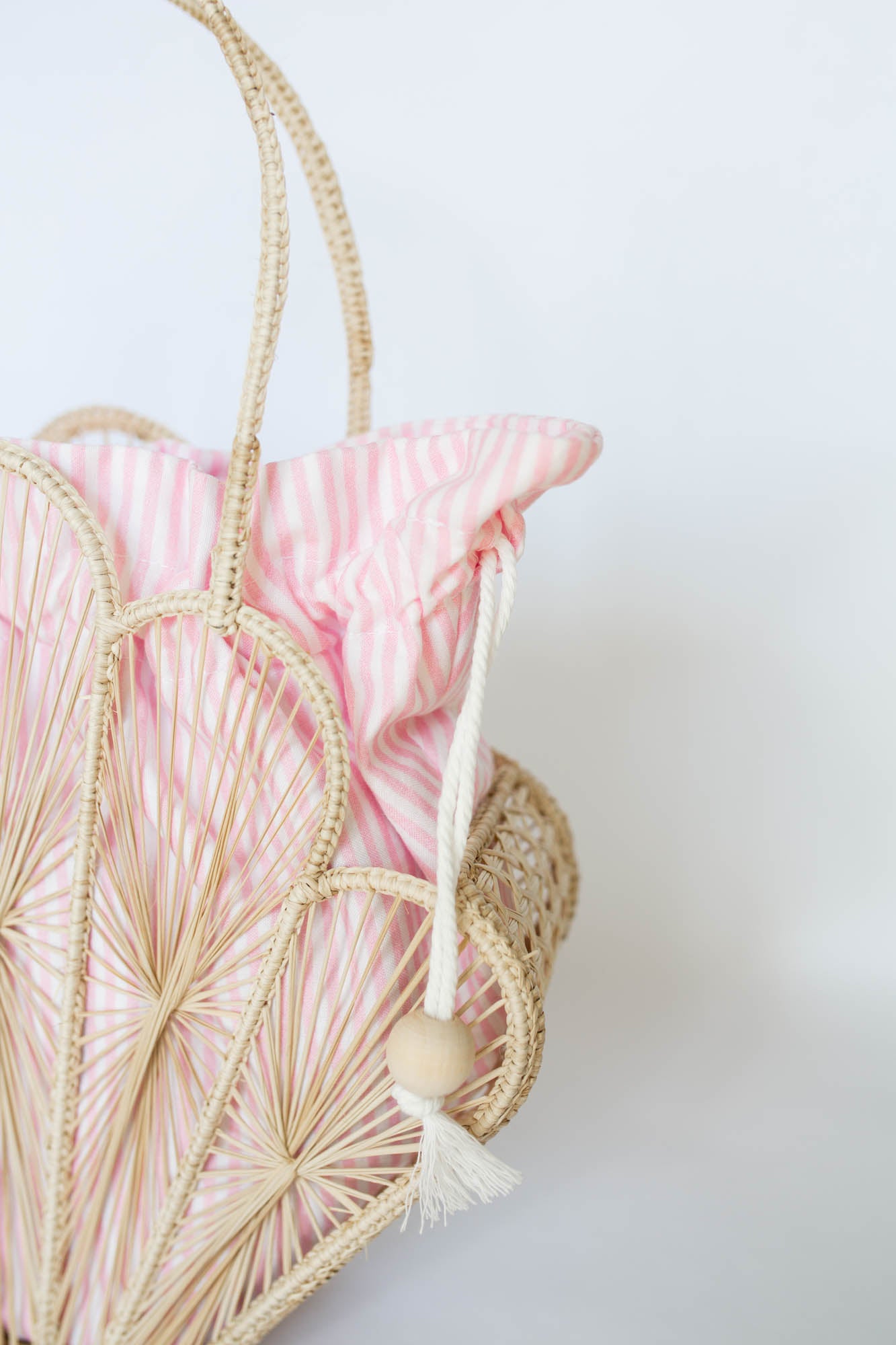 Palm Beach Island Raffia Shell Bag Sunset Pink