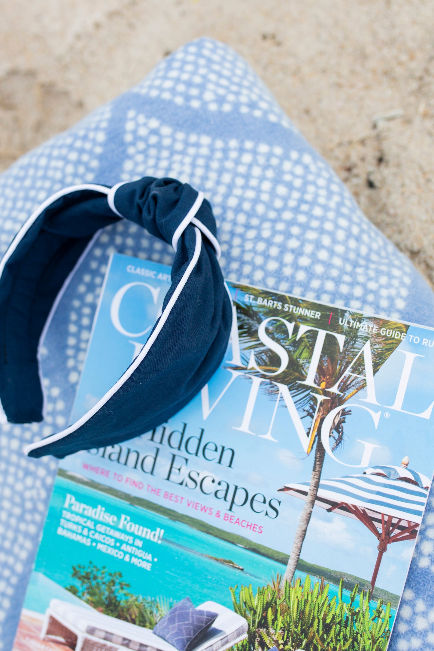 Nantucket Navy Piped Knot Headband