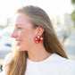 Coastal American Red Raffia Stud Earrings