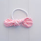 Pink Striped Bow Hair Tie