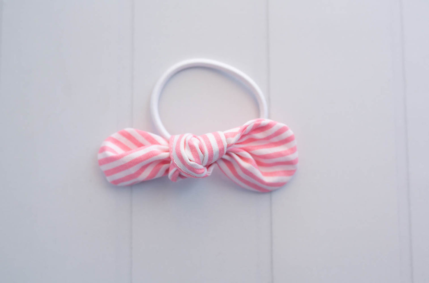 Pink Striped Bow Hair Tie