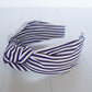 Navy Blue Striped Knot Headband