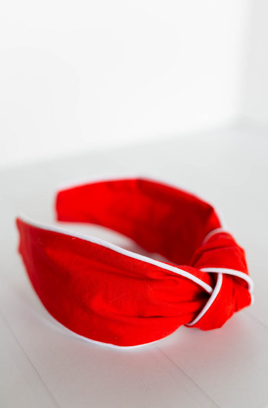 Cape Cod Red Piped Knot Headband